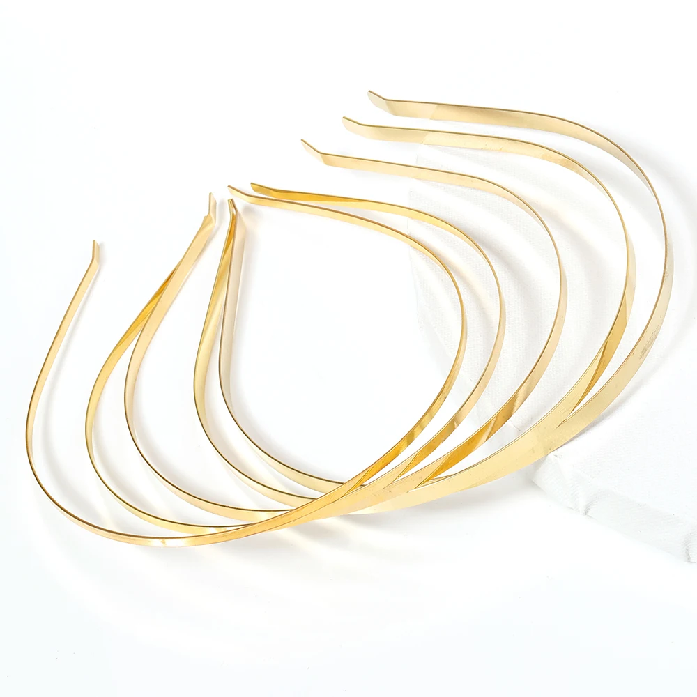 Kit 5 tiaras de cabelo sem dente em ferro dourado para customização com laços strass e pérolas