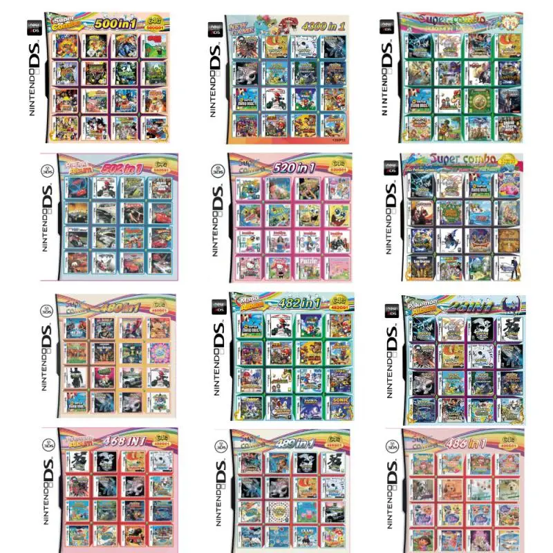 

3DS NDS anime game card combined card 520 in 1 NDS game collection cassette 482 IN1 208 4300 super variety with box