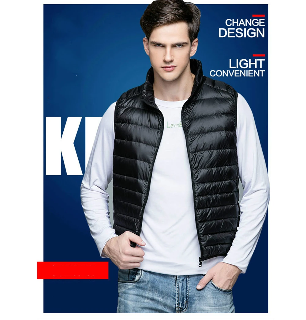 Winter Mens Ultra Light Duck Down Vest - Features