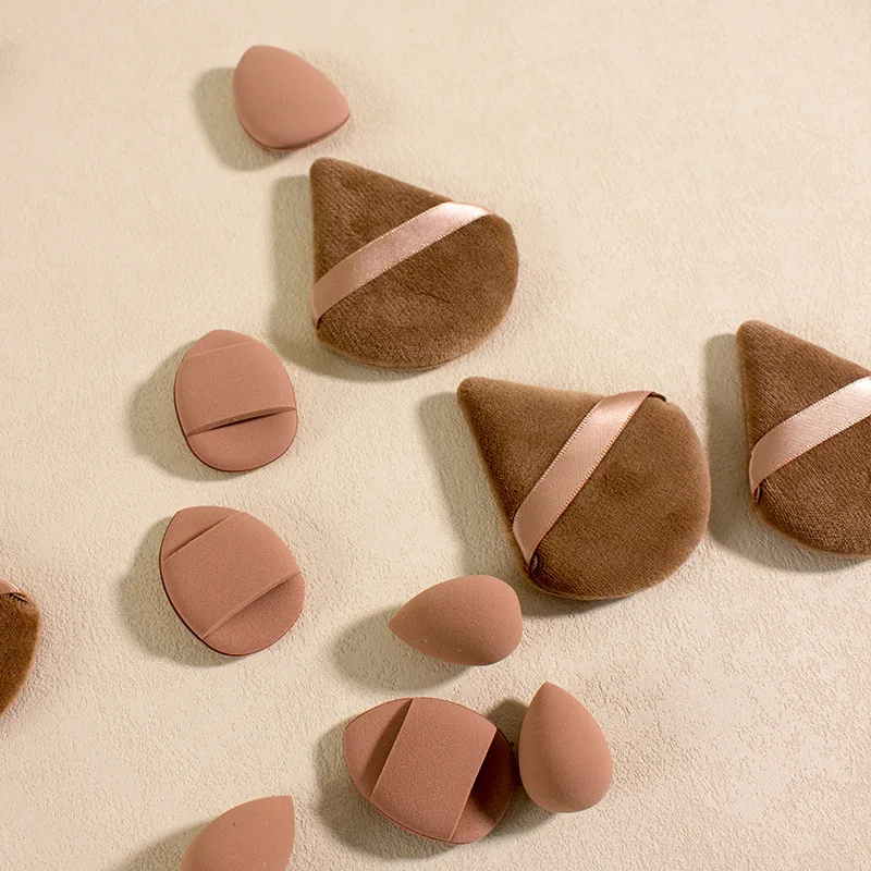 메이크업 스펀지 & 파우더 퍼프 세트 12개 단색 뷰티 블렌더 에그 엄지 미니 코튼 스펀지 비흡수성 화장 도구 키트