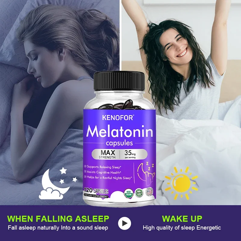 

Kenofor 120pcs Melatonin Capsules - Relieve Insomnia, Help Improve Sleep Quality, Reduce Waking Time, Help Deep Sleep