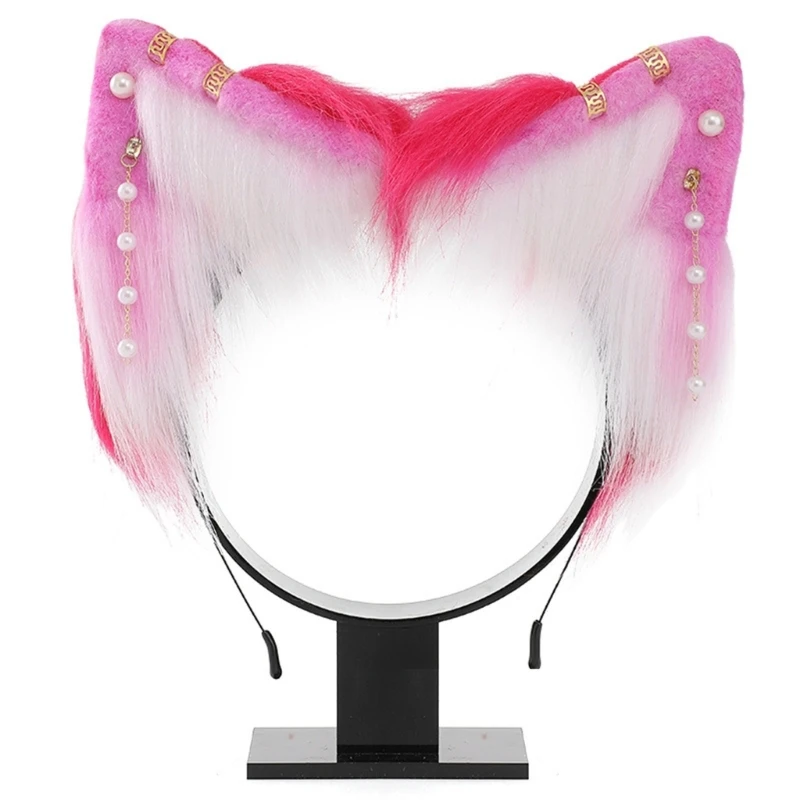 

Funny Cat Ear Headband Pink Plush Cat Headband Carnivals Party Hairband