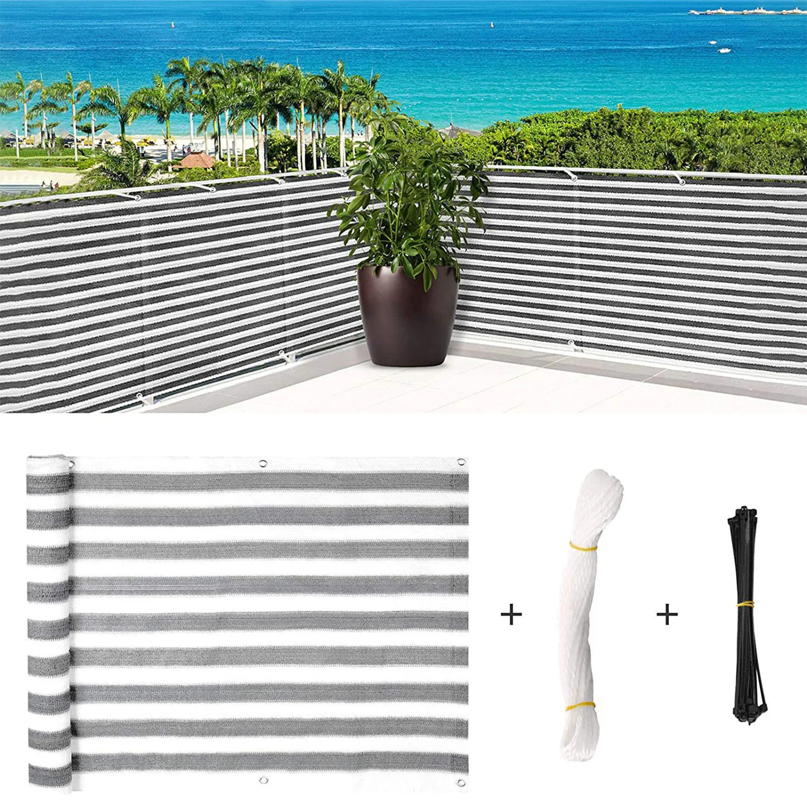 90x500cm Balcony Privacy Sunshade Screen Net HDPE Ventilation Sun Shade