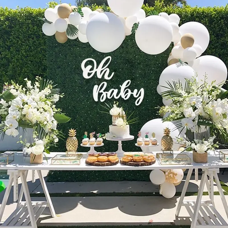 

Oh Baby Wooden Wall Sticker Baby Shower Decorations Boy Girl Babyshower 1st Birthday Party Backdrop Christening Wedding Supplies
