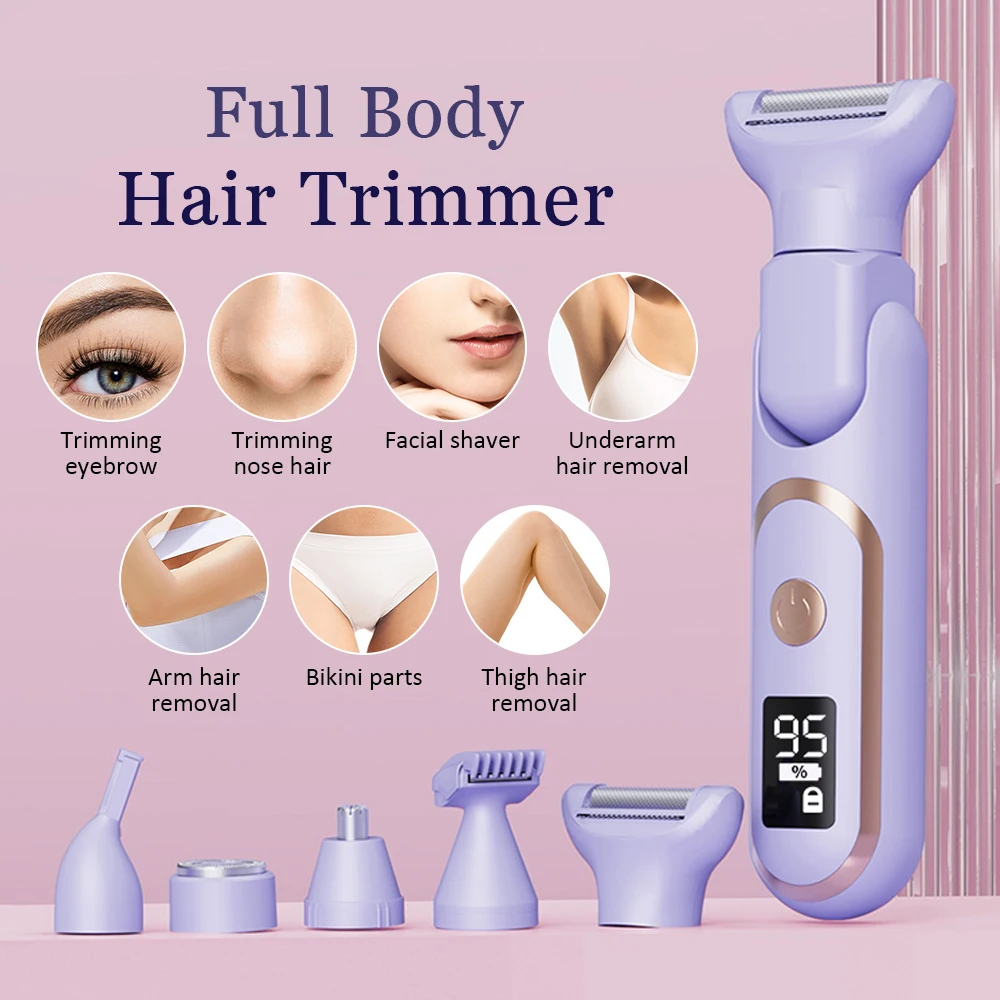 Description Picture 6 of item5 in 1 Electric Razor for Women Shaver Painless Lady Shaver Body Hair Trimmer for Armpit Bikini Arm Leg Face Mustache Portable