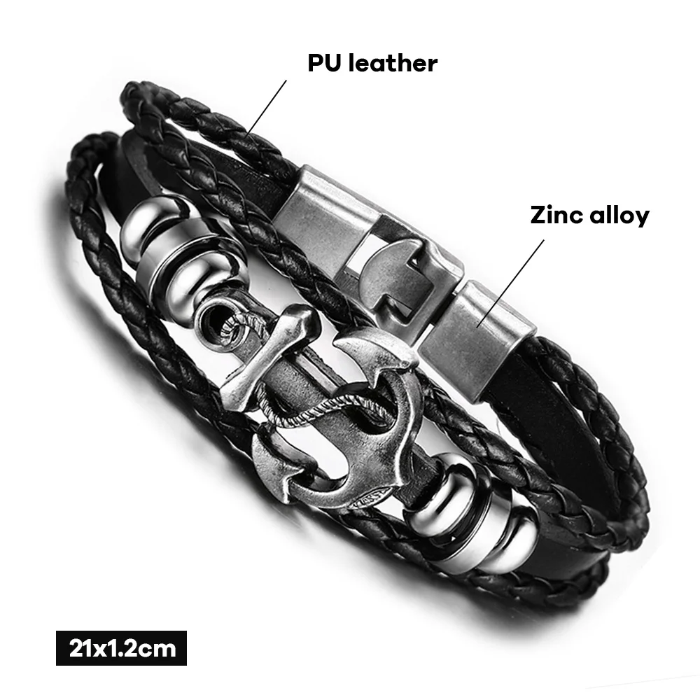 Leather Bracelets Vintage Multi Layered handBraided For Men Women Bangle Charm Anchor Accessories Bracelet rope bracelet handwoven bracelet leather watchband bracelet