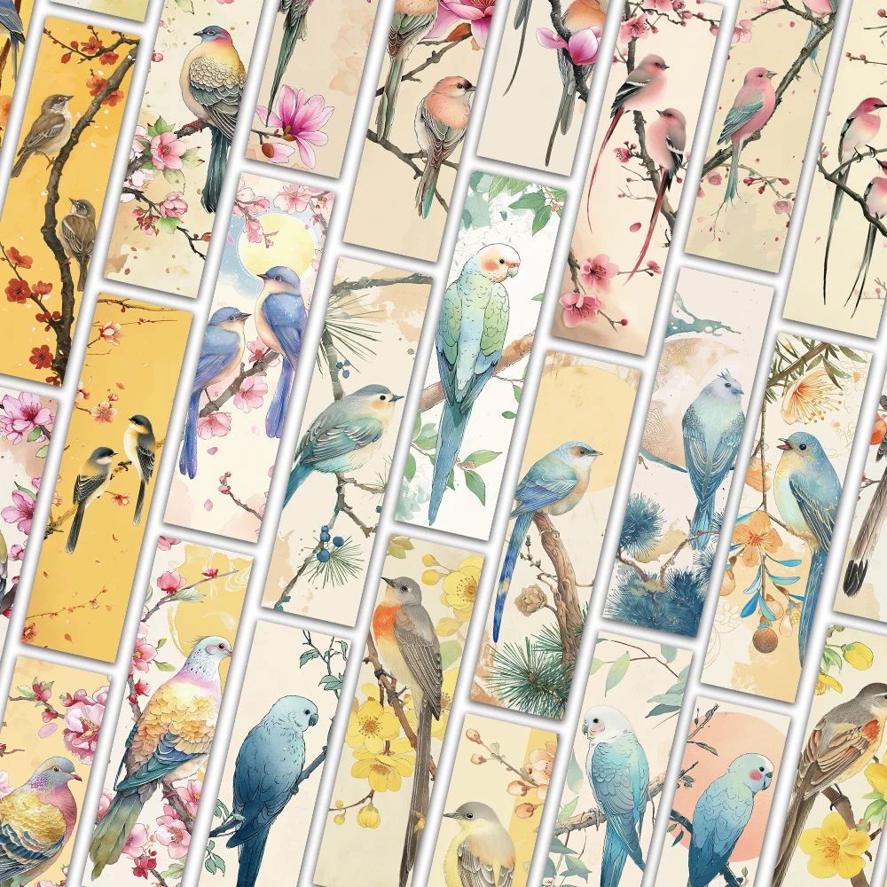 30pcs Cute Bird Bookmark Magpie Sparrow Swallow Cartoon Decoration Reading Book Page Annotation Book Students Use Paper Cards