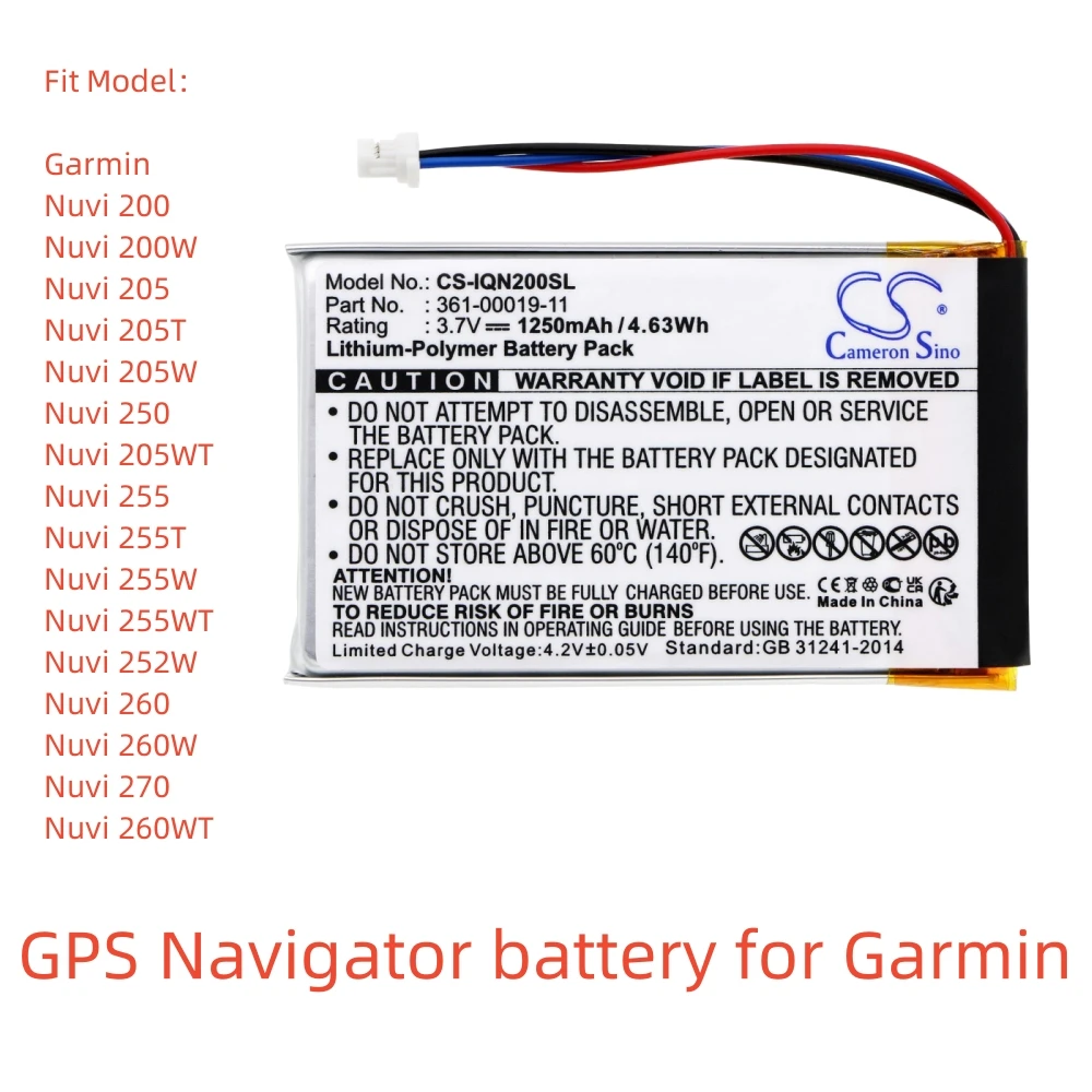 Batterie Vhbw Pour Garmin Nüvi 465T - 1250mAh Li-Po - NEUVE