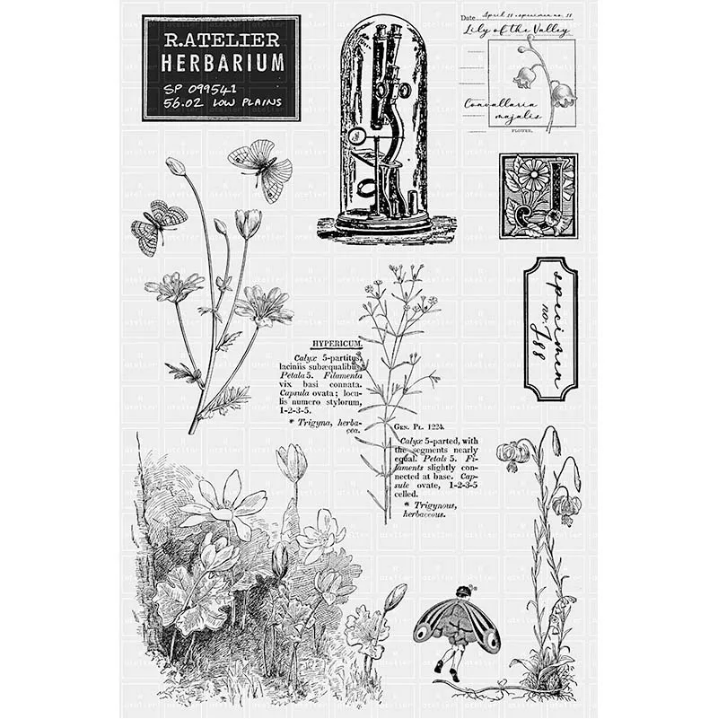 Clear Stamps 2022 Literary Writing Flora Fauna Scrapbooking Journaling DIY Craft Flower Cling Stamp Vintage