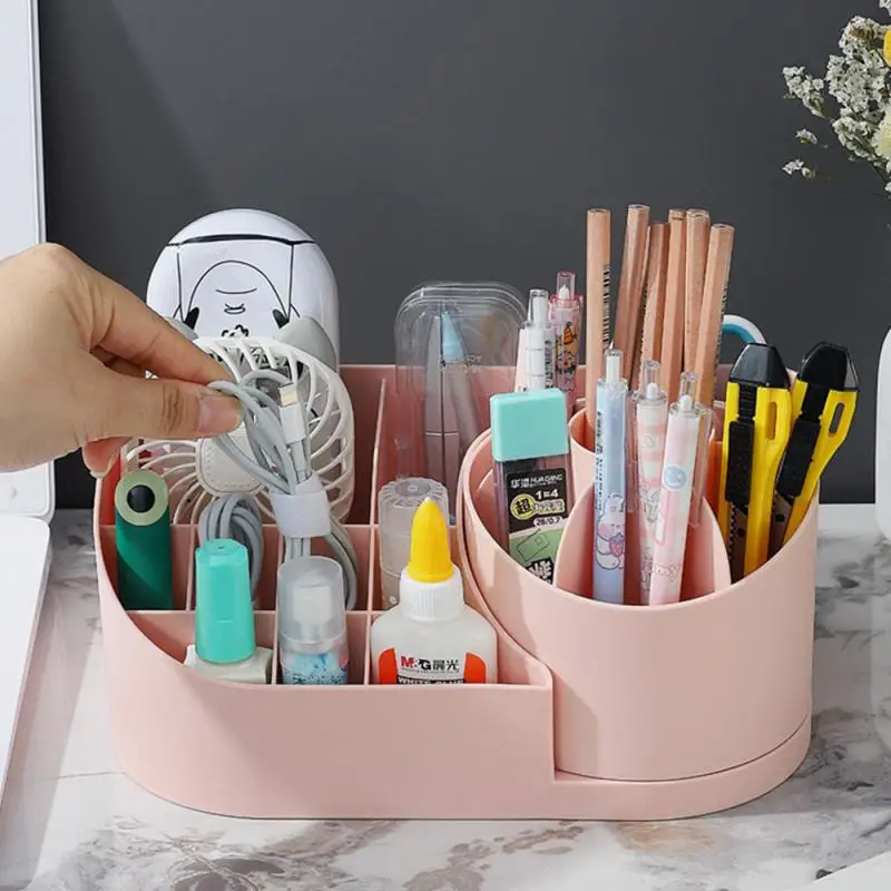 Rotating Pen Container Deluxe Puff Easy To Clean Reasonable Structure Home Supplies Large Capacity Cosmetic Box Large Capacity 3