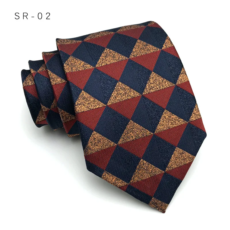 Luxus 8cm Herren Krawatte Krawatte Plaid & Checks Krawatten für Mann Bräutigam braune Farbe Jacquard gewebte Ascot formelle Business-Party-Accessoires – Detail 9