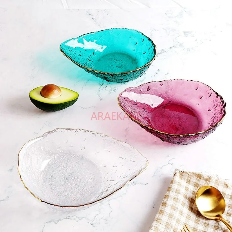 300ml Phnom Penh Water Drop Glass Bowl Fruit Plate Vegetable Salad Plate Home Creative Dessert Bowl