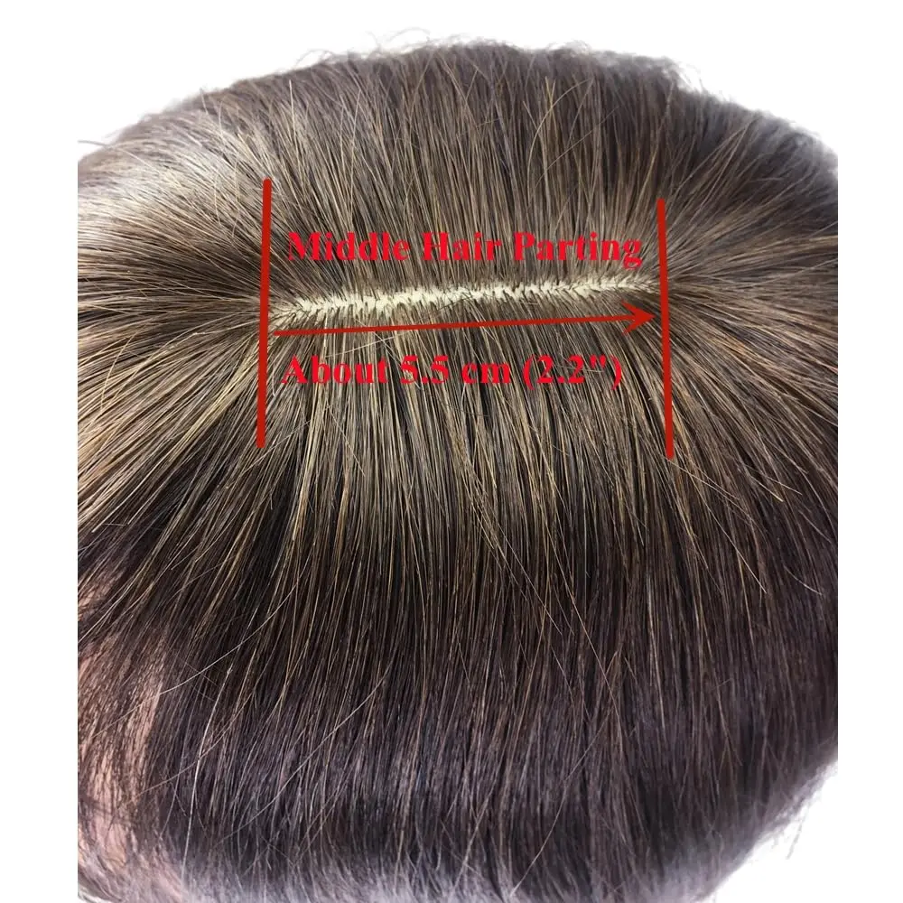Human Hair Toppers Invisible Human Hair Toppers For Women Clip In Toppers With 3D Air Bangs Middle Part PU Scalp Wiglets Hairpieces For Hair Volume
