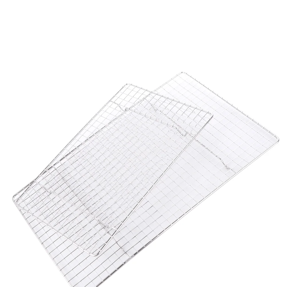 Kitchen Accessories Grid Mesh Baking Cooling Rack Wear-resistant Rectangular Barbecue Holder Shelf Nonstick Oil Drain Rack Oven