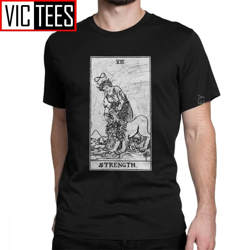 

Unique Strength Tarot Card Major Arcana Telling Occult Tshirt Men Cotton Tshirt Unique Camisas Hombre
