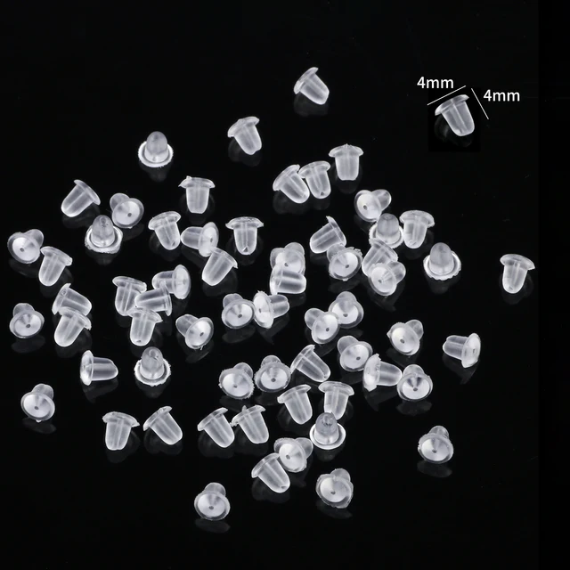 100 Tappi Per Orecchini In Plastica E Gomma - Trasparenti, 0,04cm, Con Cuscinetto Di Sicurezza