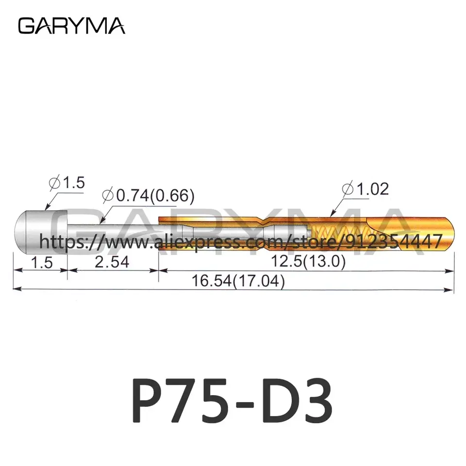 100Pcs P75-A2 P75-B1 P75-1D P75-D2 P75-D3 P75-E2 P75-E3 P75-F1 P75-G2 R75-1S R75-2S 3S Spring Test Probes Pogo Pins Receptacle image 12