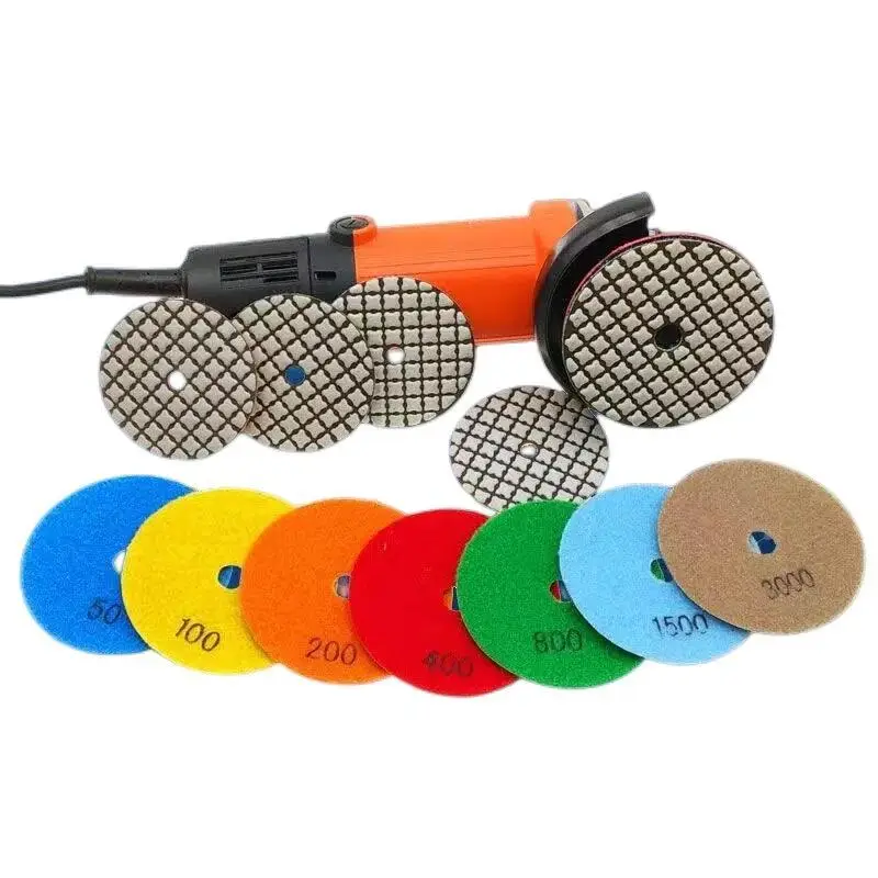 

7PCS/set 3" 4" Dry Diamond Polishing Pads Sharp Flexible Granite Marble Stone Quartz Tile Concrete Floor Countertop Polish Discs