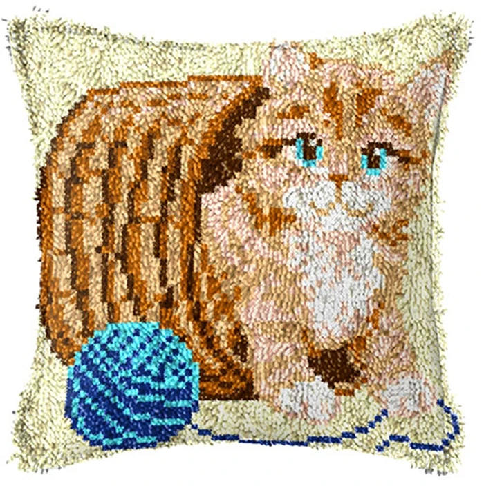 Owl Series Latch Hook Kit Knot Pillow Package Cartoon Animal Cat Embroidery Latch Hook Kit Cushion Pillowcase Set DIY