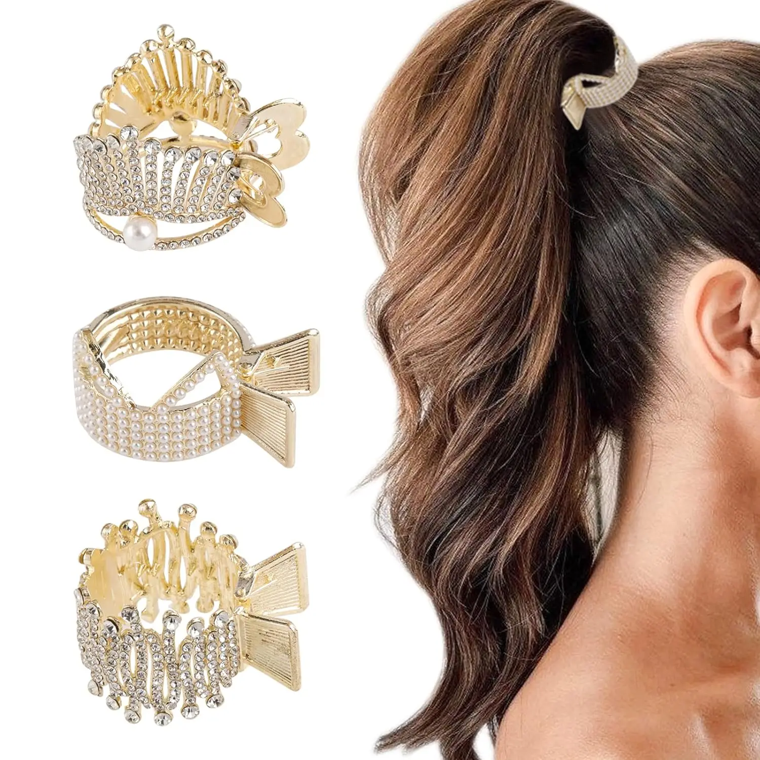 Small Hair Claw Clips for High Ponytail Rhinestone Shark hair pin female clamps for Women Thick Long Hair pinces cheveux femme holiday women s set 2023 new hot selling fashion long sleeve christmas rhinestone wine cup pattern top and pants set