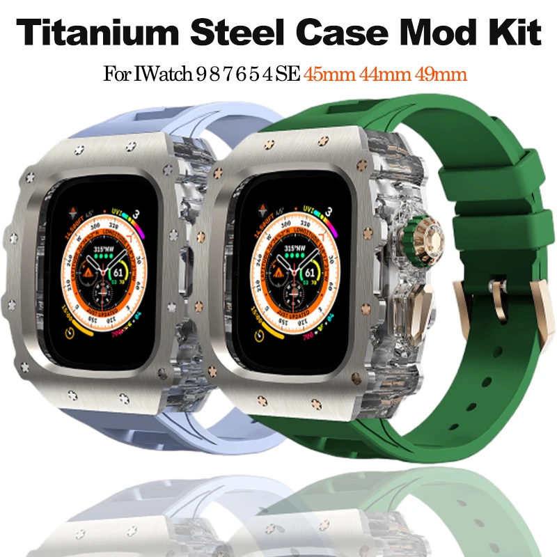 

Luxury Titanium steel Case Modification Kit for Apple Watch Ultra 2 49mm 45mm 44mm For IWatch 9 8 7 6 5 4 SE Sport Bracelet