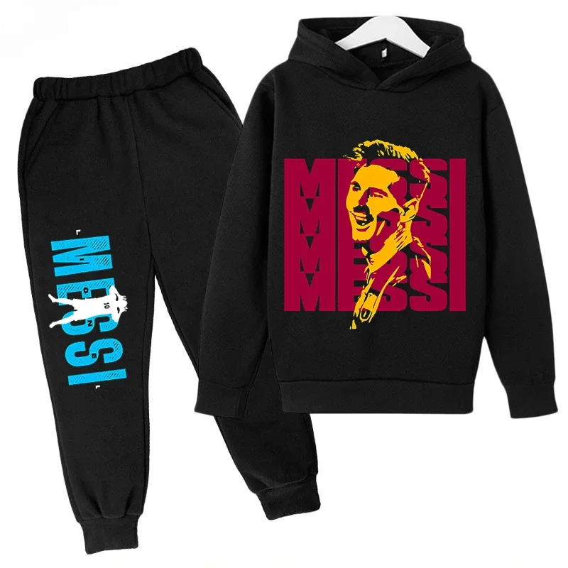 thumbnail image 1 of Conjunto de sudadera con capucha para niños y pantalones deportivos de 2 piezas para niños y niñas Ropa infantil con estampado de Messi Ropa de bebé, 1 of 5