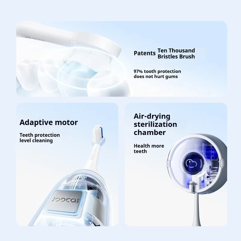 SOOCAS D5 Electric Toothbrush Ultrasonic Sonic Tooth Brush Upgraded Type-c Fast Chargeable Adult IPX7 Waterproof 3
