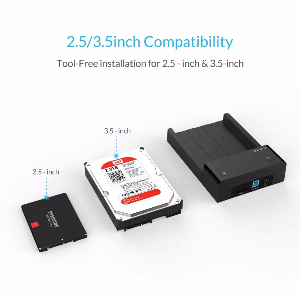 ESATA 3.5 Inch Hard Drive Docking Station USB3.0 Hard Drive Enclosure Tool-free SATA To USB Type B External SSD/HDD Case external hard drive case ssd enclosure hard drive enclosure hdd docking station