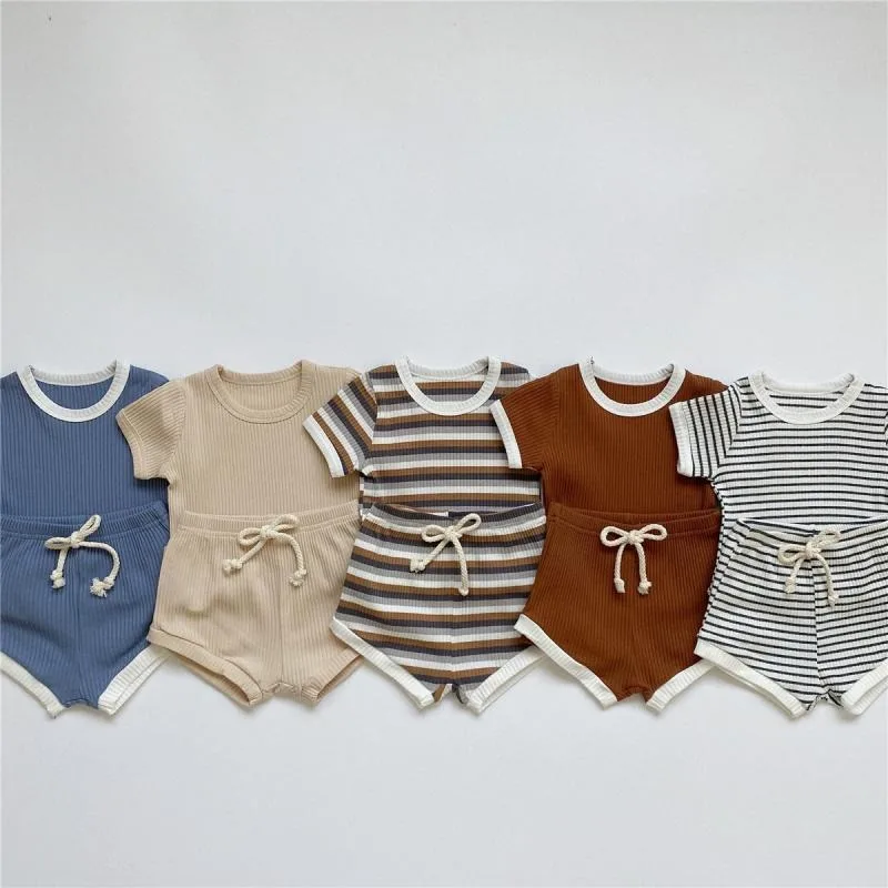 2 Pieces Toddler Infant Kid Baby Boy Clothes Sets Soft Short Sleeve T-shirt Tops Striped Shorts Summer Outifts Clothing kids clothing set kids t shirt boys clothing set