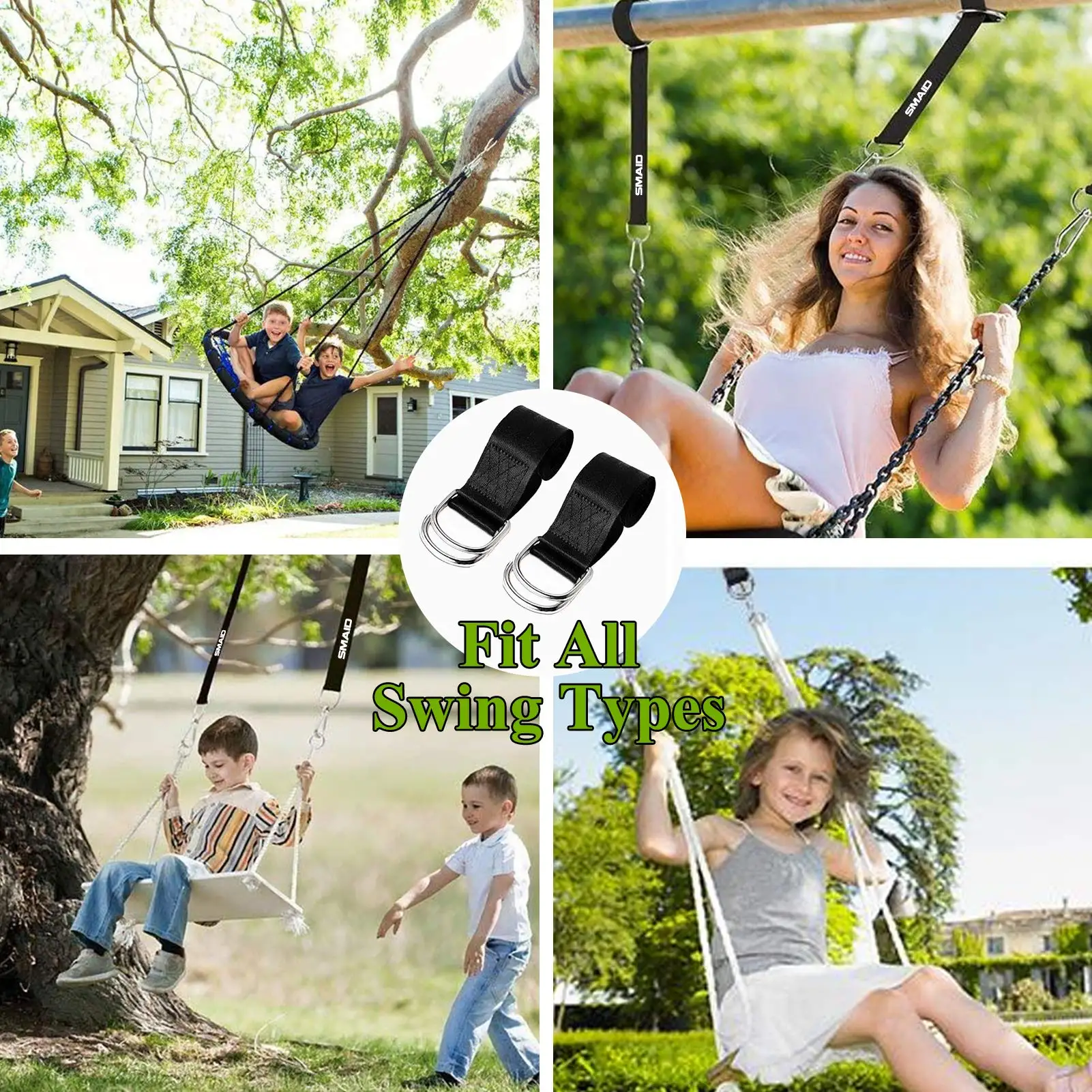 150x5cm Tree Swing Hanging Straps Kit Holds 2000lb With 2 Heavy Duty Carabiner Perfect for Swings Hammock Easy Fast Installation