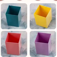 Simple Candy Colour Student Multifunctional Stationery Pen Holder Ins Square High Value Large Capacity 1