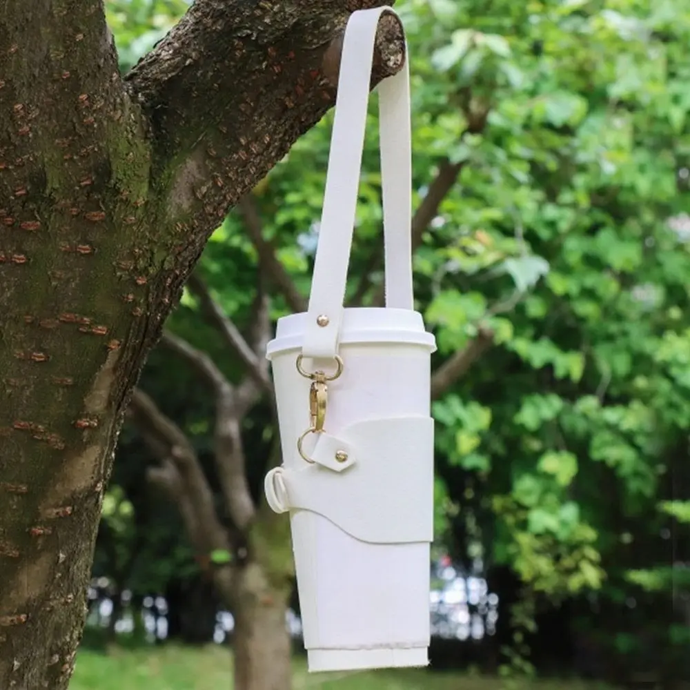 PU Leather Water Bottle Sling Handheld Cup Carrier Strap