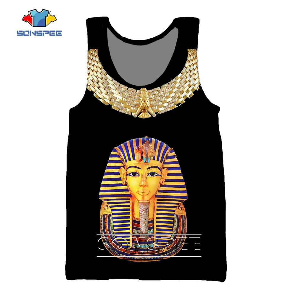 

SONSPEE Egyptian Pharaoh Harajuku 3D Print Sleeveless Fashion Beach Vest Men Women Plus Size Hip Hop Kid Male Clothes Tank Tops