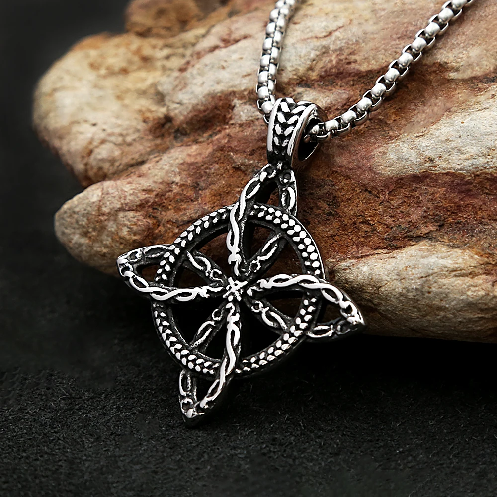 New Vintage Stainless Steel Witch Knot Pendant Necklaces For Men Women ...