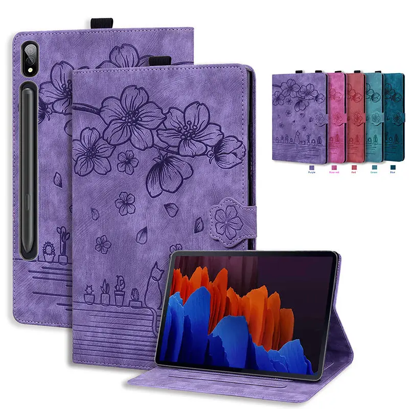 Per Samsung Galaxy Tab S7 Fe Case 12.4 "Tab S7 S8 S9 Plus 12.4" Cover In Rilievo Folio Funda Per Galaxy Tab S7 S8 S9 5G 11 Pollici