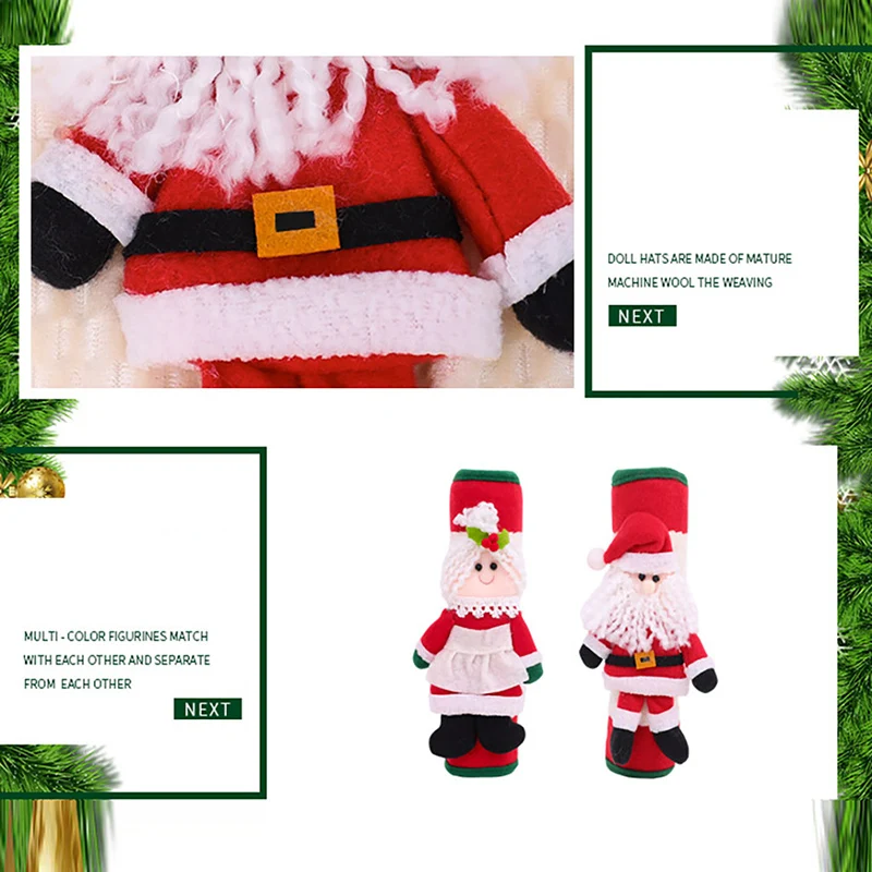 1Pair Christmas Refrigerator Door Handle Cover Kitchen Appliances Glove Protector Cover Christmas Decorations Home Accessories