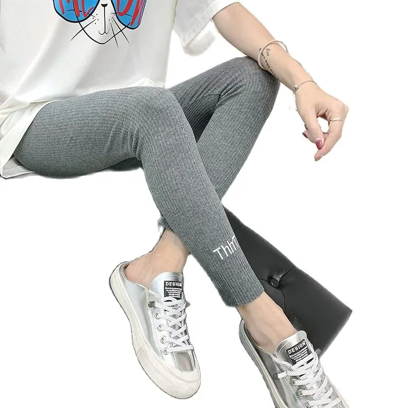 spring pregnant women thread trousers vertical maternity basic pants letters embroidery skinny pregnancy leggings stretched