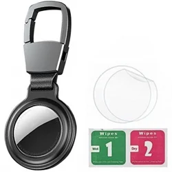 Premium Aluminum Airtag Holder - Metal Protective Sleeve with Enhanced Protection Film (BLACK)