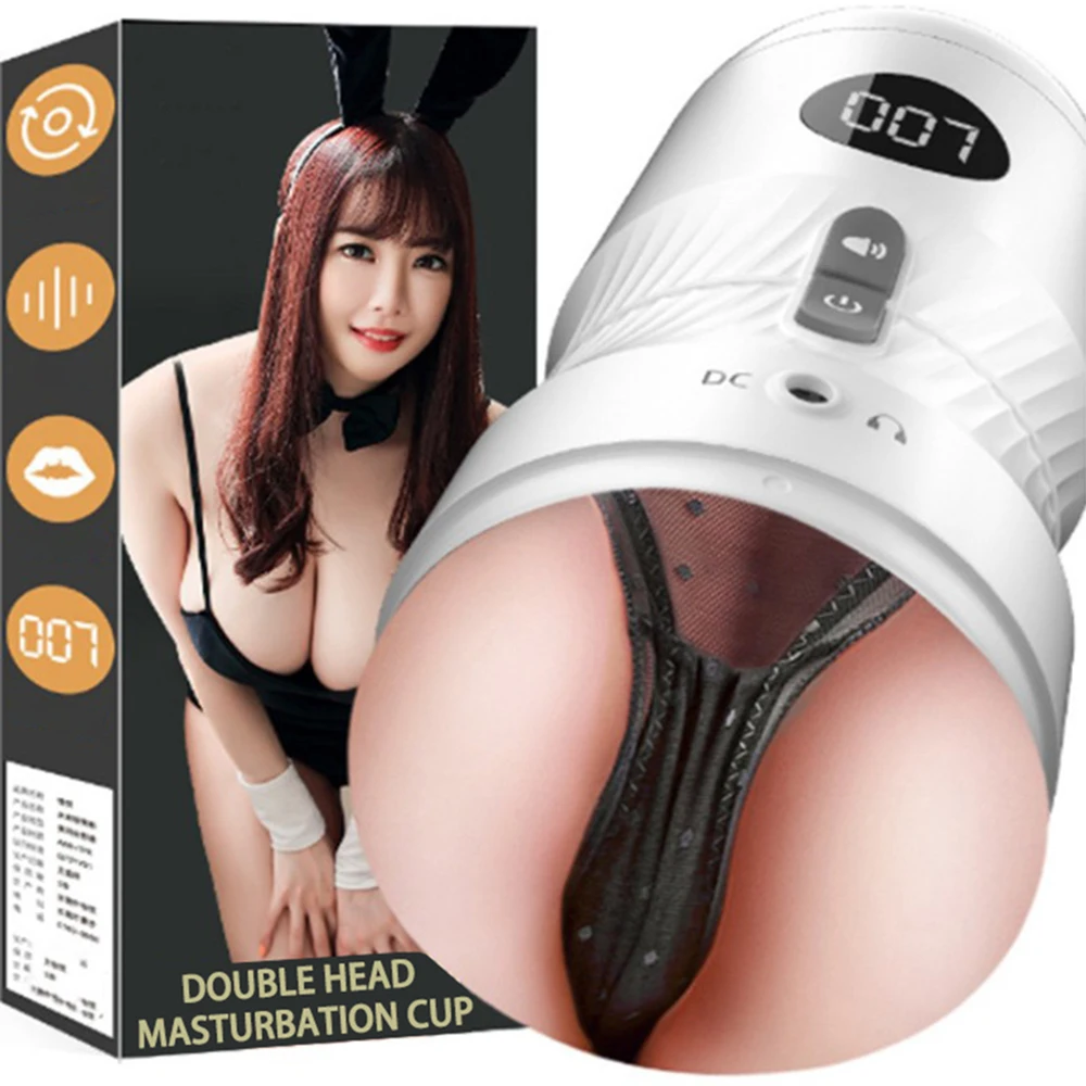 

Double Head Count Masturbation Cup Tongue Licking Real Vagina Pocket Pussy Blowjob Vibrator Adult Sexy Toys For Man Masturbator