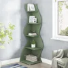 Modern 5-Tier Wall Corner Bookshelf, Stylish  Small Bookcase Storage Rack Plant Stand with Unique Shape for Living Room 2