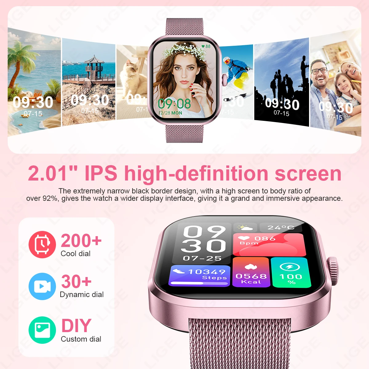 LIGE Multifunctional Smartwatch For All Smartphone Connections Men Bluetooth Call Life Waterproof Watch Sport Smart Watch Women