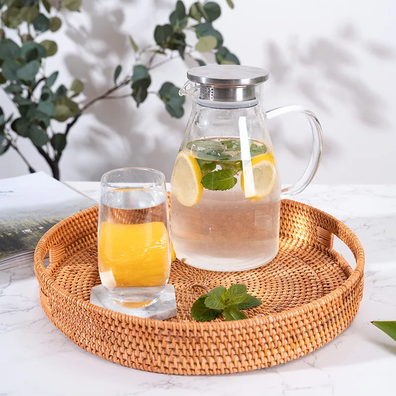 Rattan Tray Hand Woven Food Basket Fruit Tray Multi-Function Afternoon Tea Snack Plate Decorative Basket Storage Tray 3