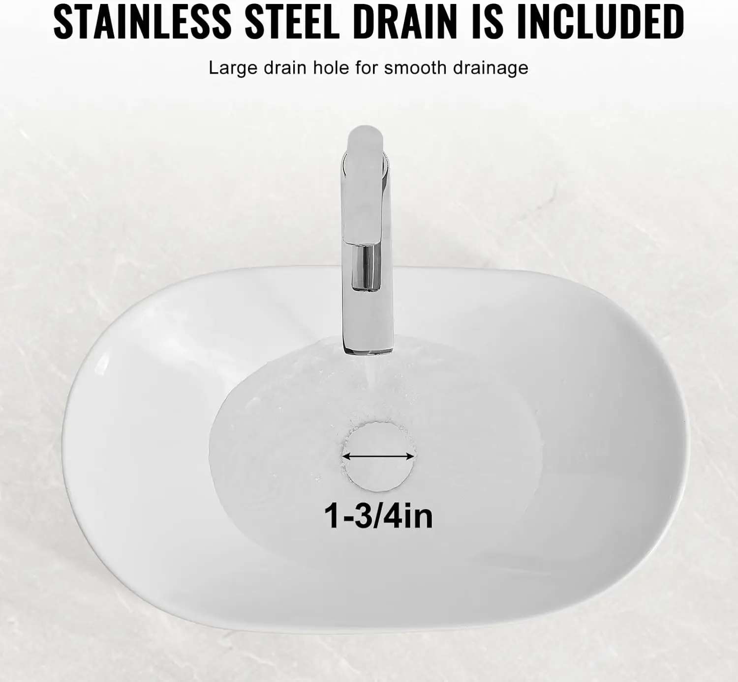 Oval Vessel Sink with Sink Drain, 23.3" x 14.2" Bathroom Vessel Sink Bowl Countertop, Ceramic Bathroom Sinks Above Counter 3