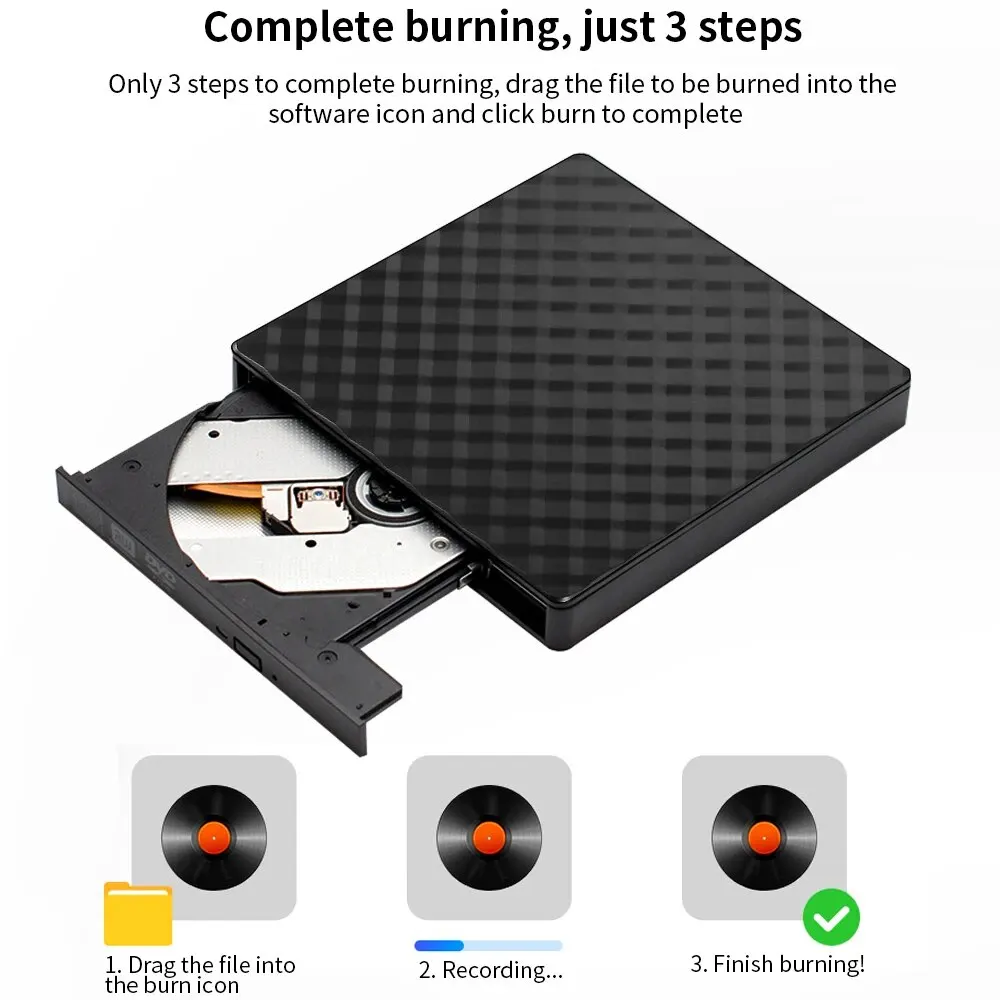 TISHRIC DVD 외장 USB 3.0 리더 팝업 모바일 DVD-RW, C 타입 RW CD 플레이어, 광학 드라이브, 노트북 데스크탑 iMac용
