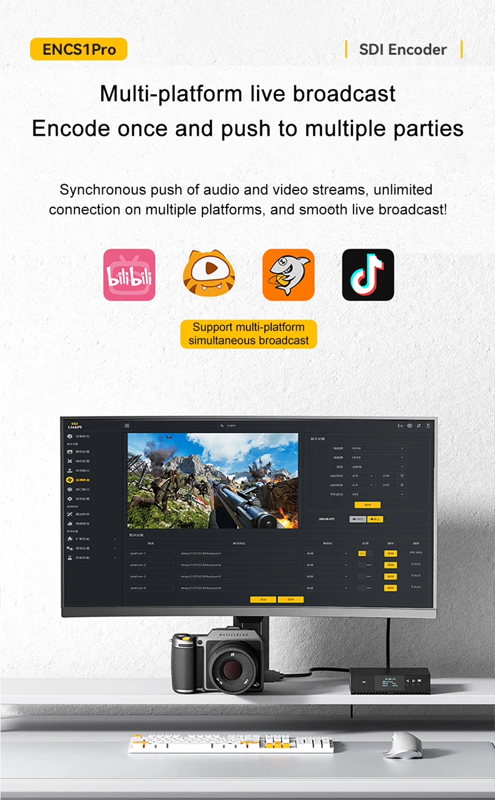 Link Pi ENCS1Pro 12G-SDI Video Codec 4K60 12G SDI Encoder H.265 Live Streaming B