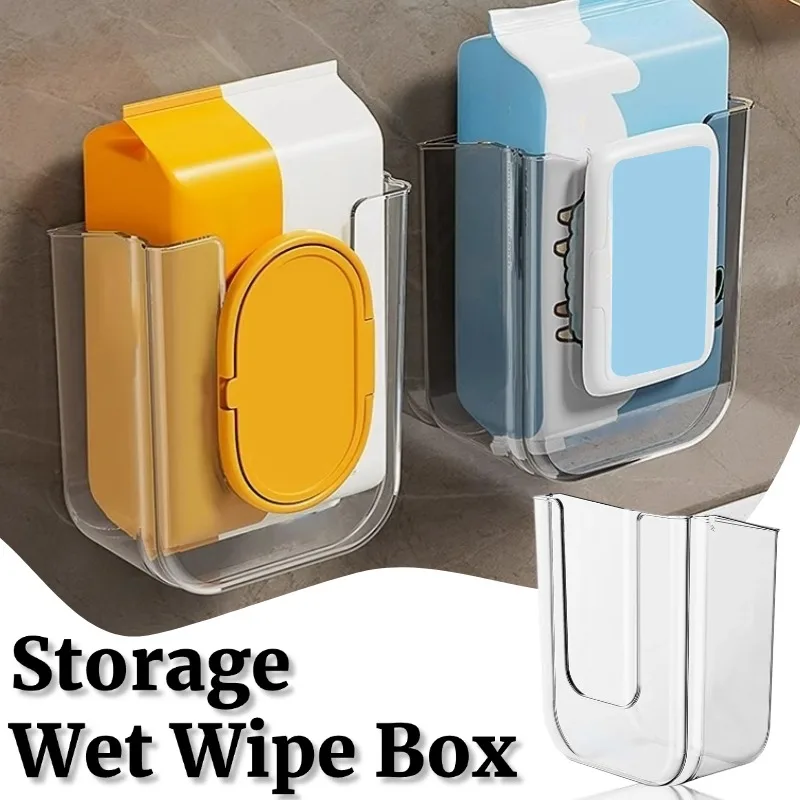 Wet Tissue Storage Box Wall Mounted Wipe Holder Dispenser No Punching Tissue Box Holder for Kitchen Bedroom Toilet Organizer Tissue Box Tissue Dispenser Wet Tissue Storage Box Tissue Storage Box