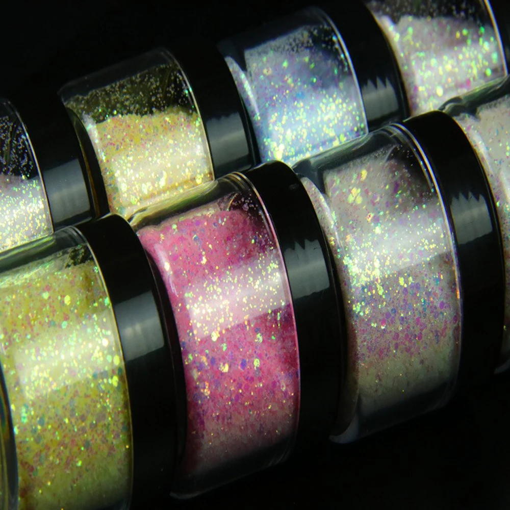 Nail Powder Nail Glitter Nail Decoration 10g UV Color Changing Glitter Mixed Nail Art Powder