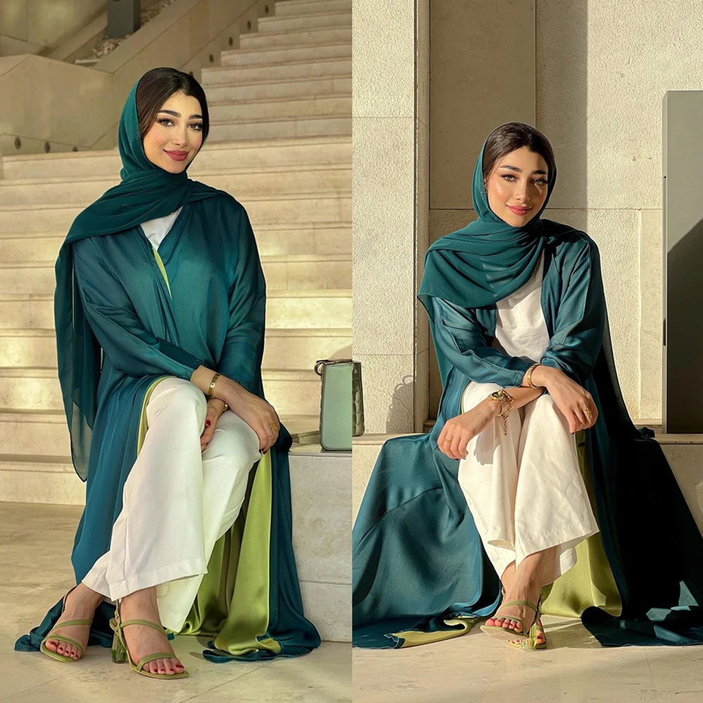 

Kimono Abayas for Women Modest Muslim Moroccan Dubai Fashion Casual Open Abaya Chiffon Islamic Outfits Kaftan Dress Ramadan Eid