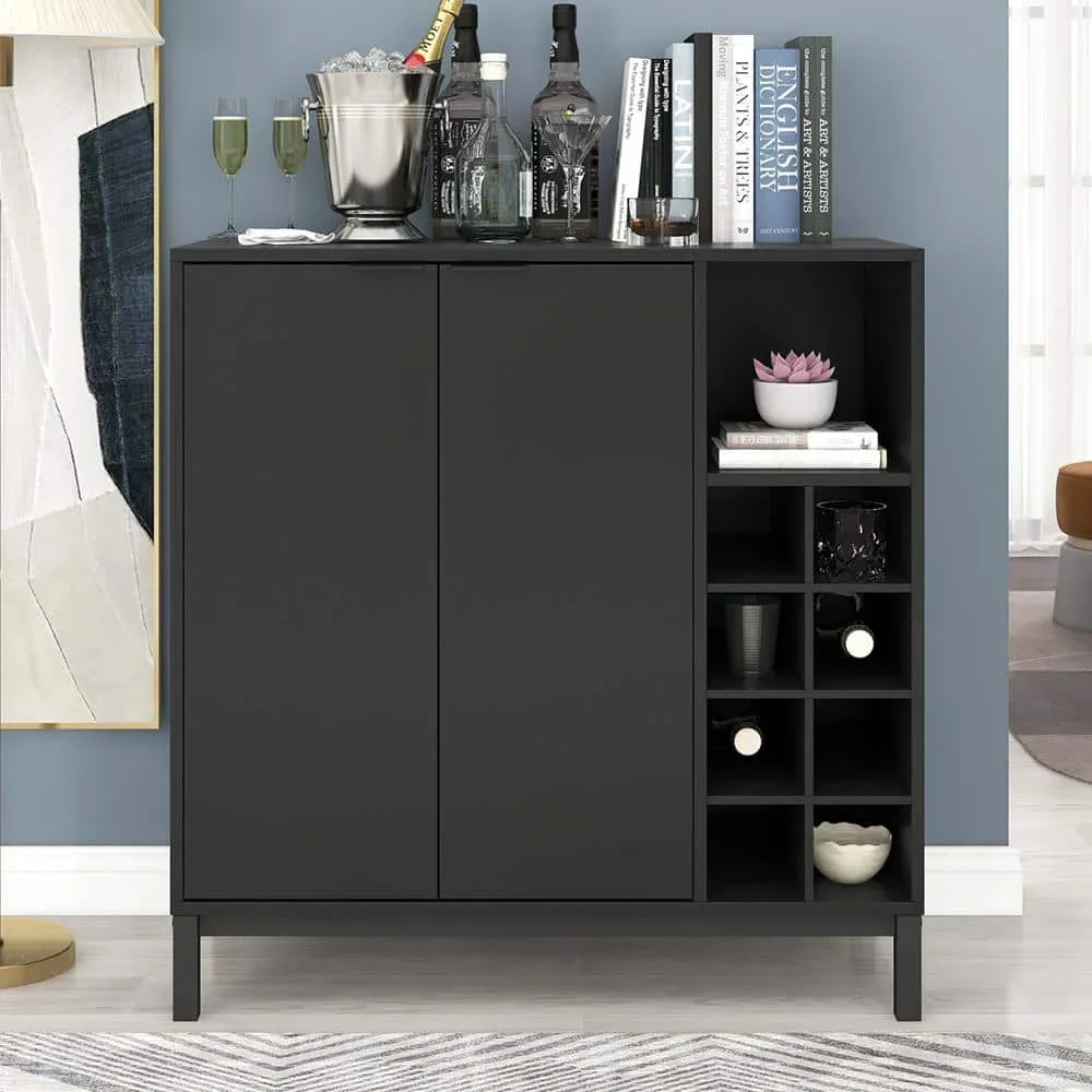 Black Sideboards And ets With Storage And Wine Racks Coffee Bar Cabinet For Server Kitchen Dining Room Console Table