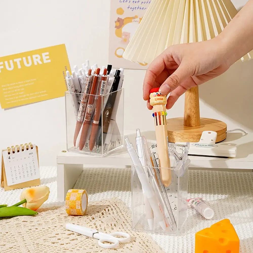 

Square Pencil Holder Transparent Study Accessory Pen Storage Box with Large Capacity Stationery Gifts Pen Container